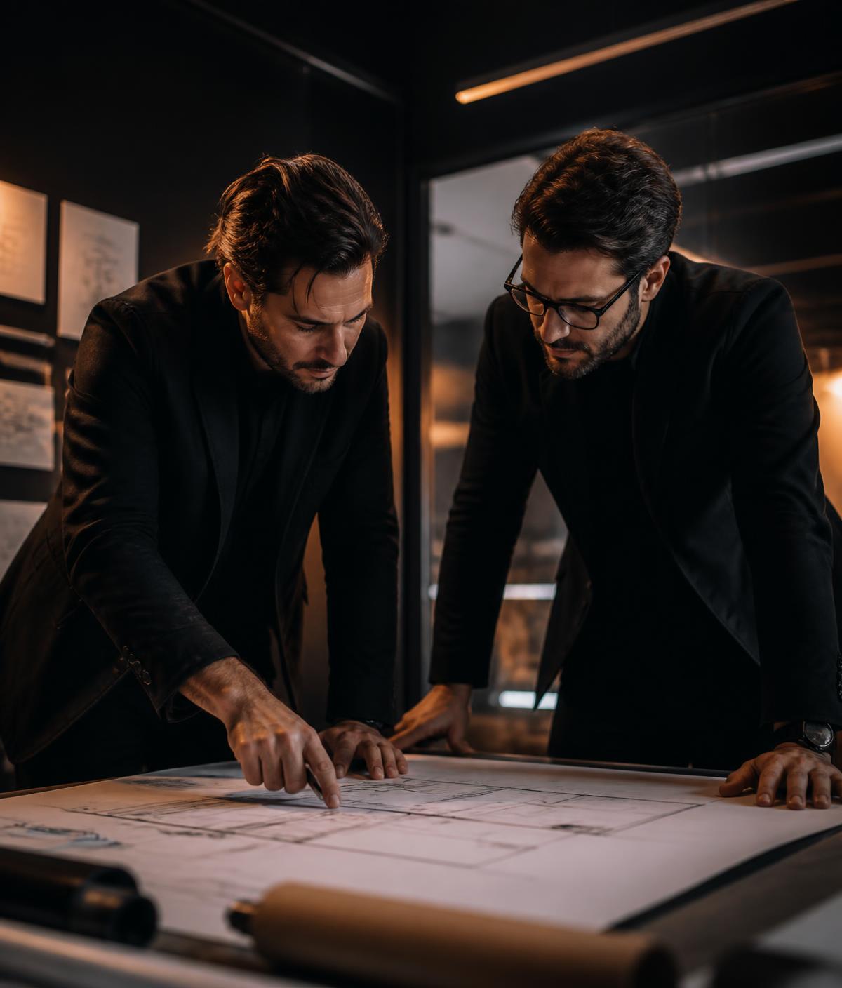 Architects reviewing renovation plans